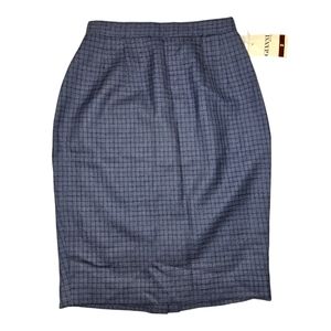 NWT Gianni Wool Pencil Skirt Dark Blue with Back Slit